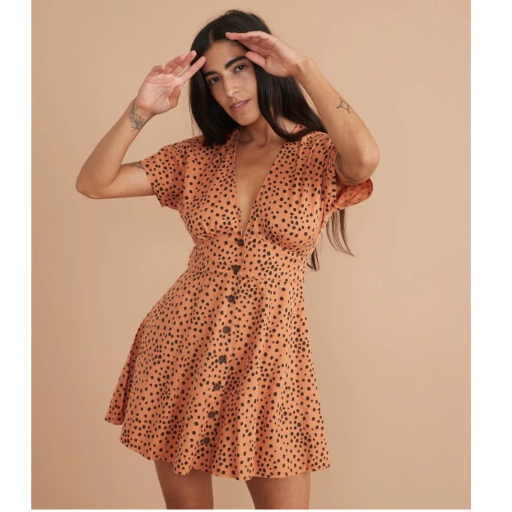 Marine Layer Camila Mini Dress in Abstract Cheetah Print Size S